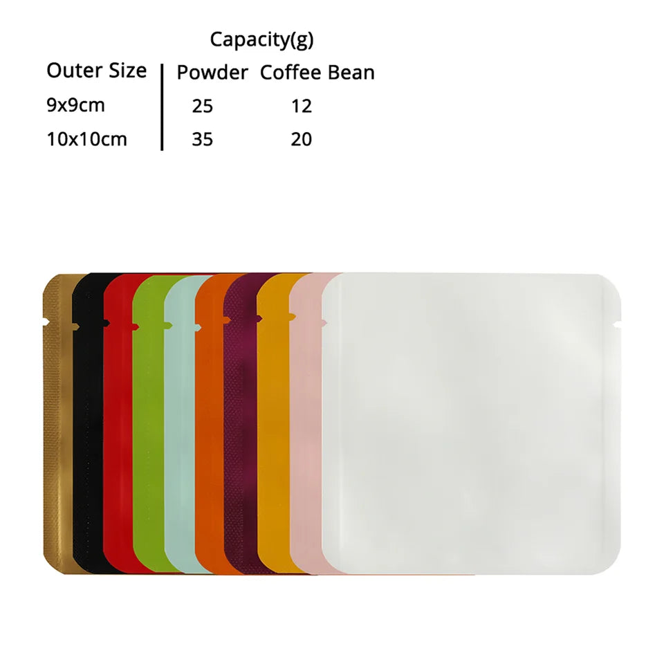 100PCS Aluminum Foil Matte Mylar Packaging Bags Water Proof  Tear Notch Round Corner Bag Flat Heat Sealing Storage Pouches
