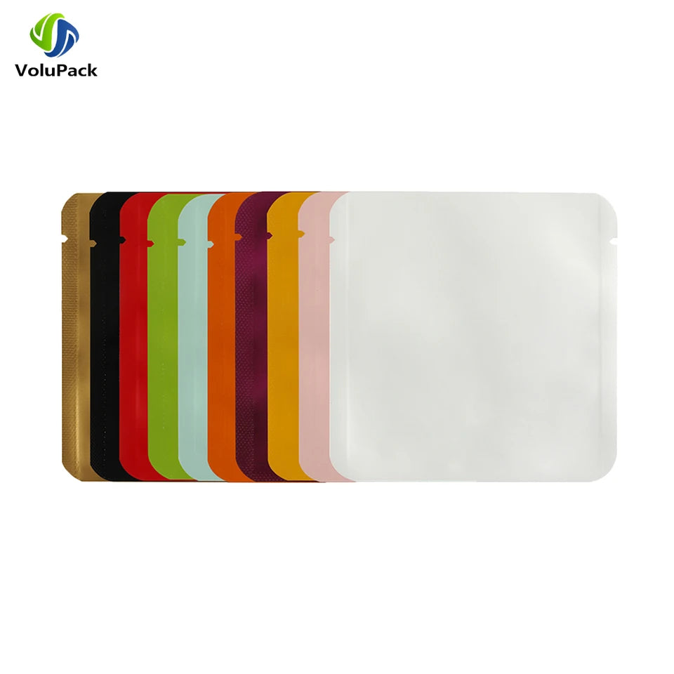 100PCS Aluminum Foil Matte Mylar Packaging Bags Water Proof  Tear Notch Round Corner Bag Flat Heat Sealing Storage Pouches