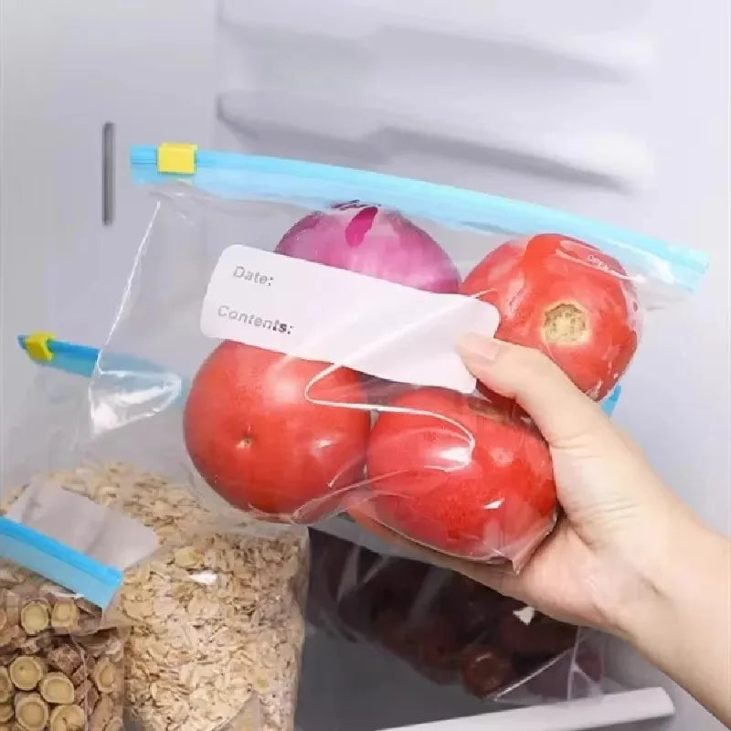 60/10PCS Reusable Zipper Bag Stand Up Zip Freezer Bags Refrigerator Vegetable Fruit Sealing Containers Leakproof Storage Pouch
